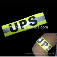 Correa de brazo de seguridad fluorescente reflectante de seguridad al por mayor elástico con muestra gratis